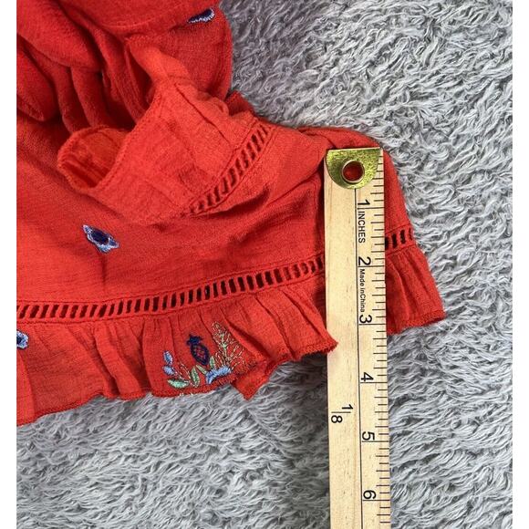 Sugarlips Women's Romper Medium Orange Blue Floral Embroidered NWT - Picture 8 of 11